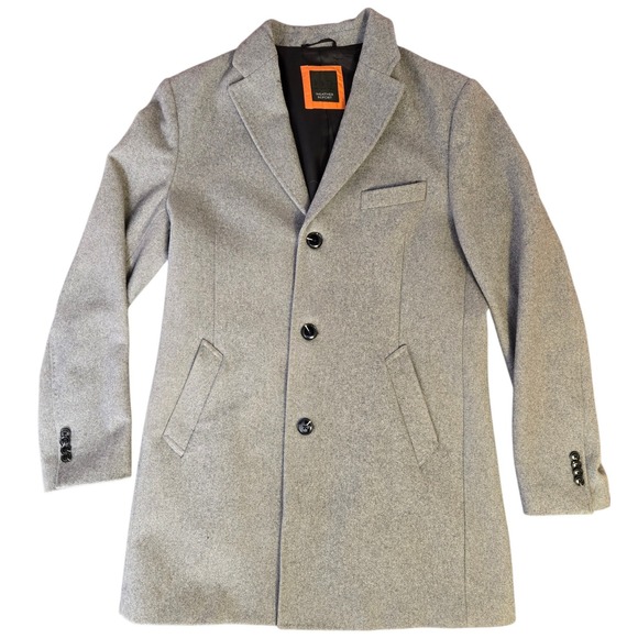 WEATHER REPORT Electric Grandpa Preppy Light Gray Wool Blend Peacoat Jacket Coat - Picture 4 of 11